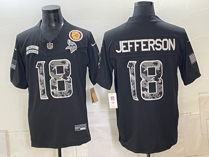 Men 2026 Minnesota Vikings #18 Jefferson black Nike Limited NFL Jersey 100603